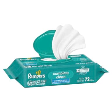 Pampers Baby Wipes, Complete Clean Baby Fresh Scented Wipe, Gently Cleans Head to Toe, 72 Total (1 Flip-Top Packs) - Image 7