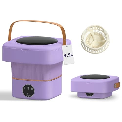 Portable Washing Machine, Foldable Mini Washer with 3 Modes, Compact Clothes Laundry Machine for Underwear, Baby Clothes, Apartments, Camping, Travel(Purple) - Image 1