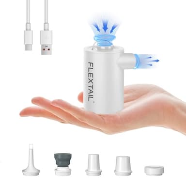 FLEXTAILGEAR 3.4kPa Air Pump for Inflatables, Portable Camping Pump with 1600mAH Rechargeable Battery, Rapid in/Deflation System with 300L/min Airflow for Air Mattress, Pool Toy, Float, Swimming Ring - Image 1