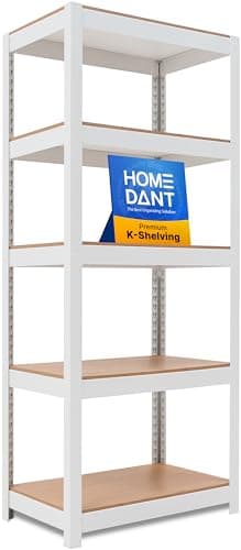 HOMEDANT House 5 Tier 24.1" W Laminated Metal Shelving Unit Adjustable Storage Utility Rack Heavy Duty Shelves Organization Multipurpose Shelf Kitchen Garage Pantry Closet 1 Pack - Image 1