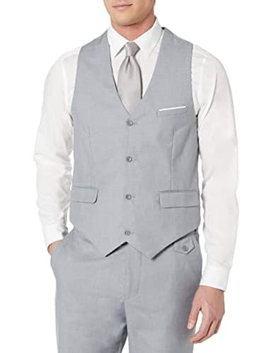 WEEN CHARM Suits for Men,3 Piece Slim Fit Suit Set with 2-Button Blazer,Vest,Pants,Tuxedo for Wedding,Prom,Party,Business Light Grey - Image 8