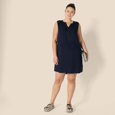 Amazon Essentials Women's Sleeveless Woven Shift Dress, Navy, Large - Image 7