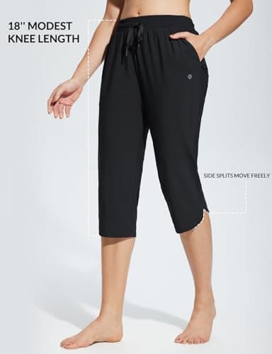 baleaf Women's Swim Capris Pants 18" Quick Dry Modest Swimsuits 2025 UPF50+ Beach Bathing Suit Bottoms with Pockets Lightweight Black M - Image 5
