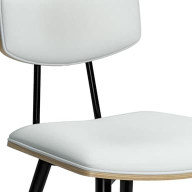 SIMPLIHOME Mavis Dining Chairs - Mid-Century Modern Iron Frame and Vegan Faux Leather Kitchen Chair Set in White, Dining Room Seating with Curved Wood Veneer Backrest and Padded Seat (Set of 2) - Image 10
