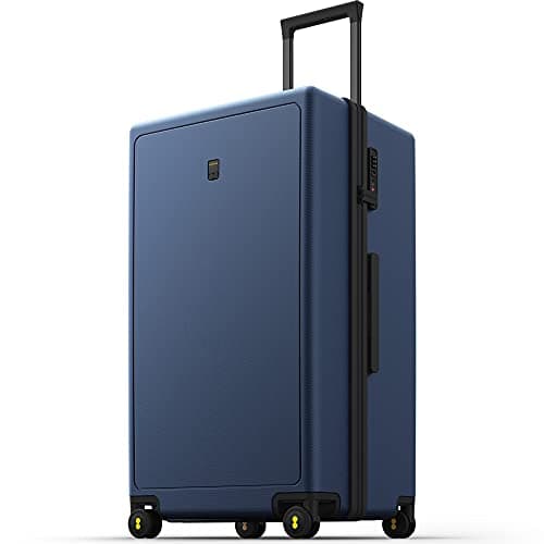 LEVEL8 Trunk Luggages, 28 Inch Luggage with Spinner Wheels, Luminous Textured Checked Large Hard Shell Lightweight with Tsa Lock, Navy - Image 1