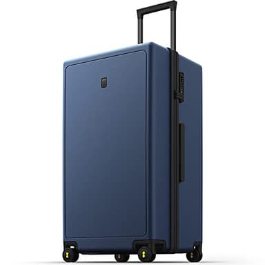 LEVEL8 Trunk Luggages, 28 Inch Luggage with Spinner Wheels, Luminous Textured Checked Large Hard Shell Lightweight with Tsa Lock, Navy - Image 1
