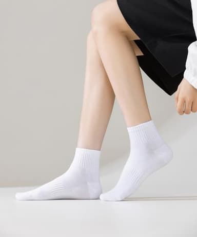 ACCFOD Womens White Ankle Socks Thin Cotton Gym Socks Athletic Mini Crew Socks 5-9 - Image 6