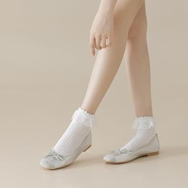 BIVOLU Womens Ankle Socks Lace Ruffle Frilly Cotton Cute Princess Ankle Dress Lace Socks for Girl 6 Pack - Image 7