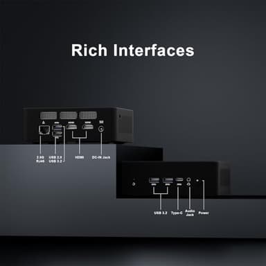 wo-we AMD P5 Mini Gaming PC Ryzen R5-3500U, 8GB DDR4 256GB SSD, 3200MHz RAM, Desktop Mini Computers Triple 4K Display 2*HDMI WIFI5 - Image 3
