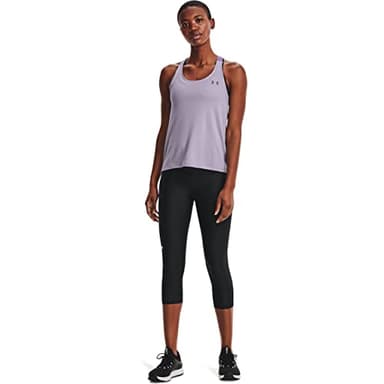 Under Armour Womens HeatGear Armour High Waisted Pocketed No-Slip Capri , Black (001)/White , Small - Image 4