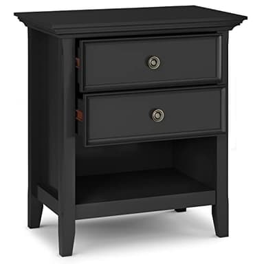 SIMPLIHOME Amherst SOLID WOOD 24 Inch Wide Traditional Bedside Nightstand Table in Black, For the Living Room and Bedroom - Image 4