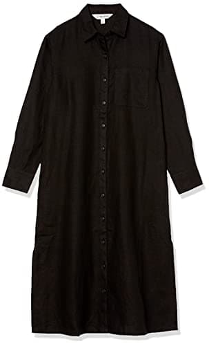 The Drop Women's Fiona Relaxed Linen Midi Shirt Dress, Black, XL - Image 6