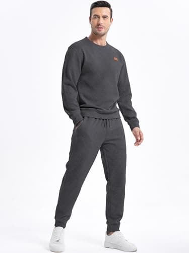 JMIERR Mens Knit Jacquard Track Suits 2 Piece Set Outfits Long Sleeve Pullover Sweatshirt & Running Joggers Sweatpants, Fall Tracksuit Sweatsuits Matching Lounge Sets, XL, Dark Grey - Image 2