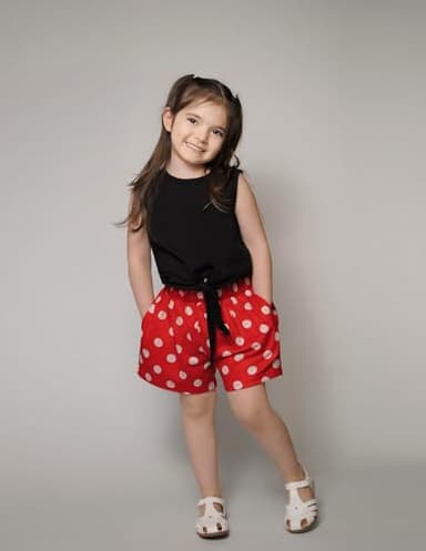 Arshiner Toddler Girls Short Sets Tie Knot Tank Top and Paperbag Waist Shorts Cute Girl Summer Clothing for 2-7 Years - Image 2