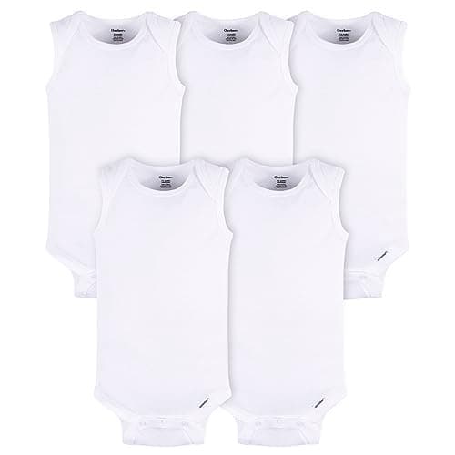 Gerber Unisex Baby Multi-Pack Sleeveless Onesies Bodysuit White 12 Months - Image 1