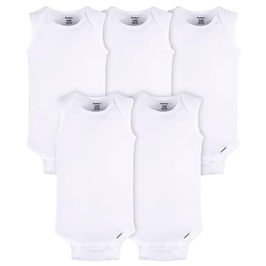 Gerber Unisex Baby Multi-Pack Sleeveless Onesies Bodysuit White 12 Months - Image 1