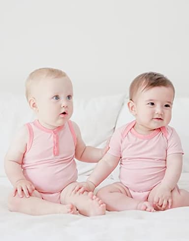 VAENAIT BABY 2-Pack Infant Toddler Summer Bodysuits Set Jelly Berrypink 24M - Image 3