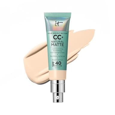 IT Cosmetics CC+ Cream Natural Matte (Fair Warm) - Poreless Full Coverage Foundation With SPF 40, 16HR Shine Control, Color-Corrector, Skin-Balancing Serum, Noncomedogenic - 1.08 fl oz - Image 1