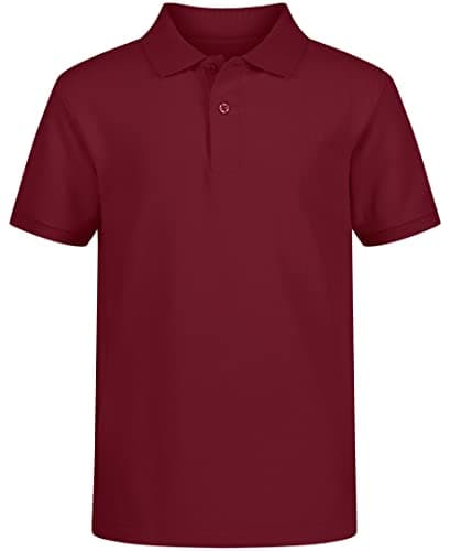 IZOD Boys' School Uniform Short Sleeve Pique Polo, Burgundy, 8 - Image 1