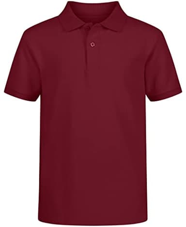 IZOD Boys' School Uniform Short Sleeve Pique Polo, Burgundy, 8 - Image 1