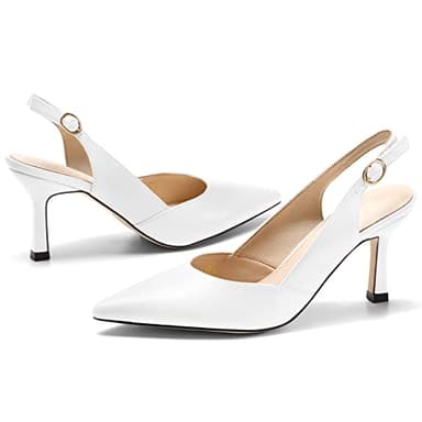 Rilista Women's Slingback Kitten Heels Closed Pointed Toe Backless Wedding Party Dress Pumps Shoes - Image 3