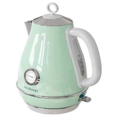 Evoloop Electric Tea Kettle, 1500W /1.7 Liter Hot Water Boiler Heater Pot, Retro Electric Kettle with Thermometer, Auto Shut-Off & Boil-Dry Protection, BPA Free,Stainless Steel Teapot - Image 1