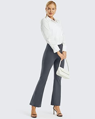 Promover Bootcut Yoga Pants for Women Flare Leggings High Waist Flared Bootleg Workout Pant for Casual Work Dress Pant(Grey-33,L) Gray - Image 4