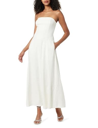The Drop Women's Carlota Strapless Linen Maxi Dress, Ivory, XS - Image 1
