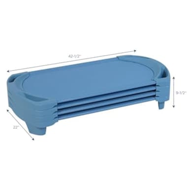 Children’s Factory SpaceLine Nap Cots, Kids Daycare and Preschool Sleeping Cot, Toddler Size, Set of 4, Wedgewood Blue - Image 2