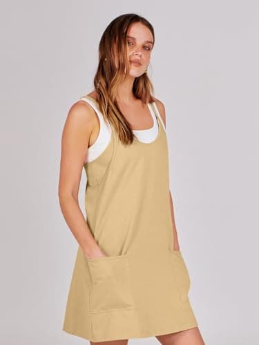 ANRABESS Women Athletic Dress Summer Tennis Workout Active Sports Mini Romper Dress Built in Shorts Travel Vacation Clothes Light Yellow X-Large - Image 8