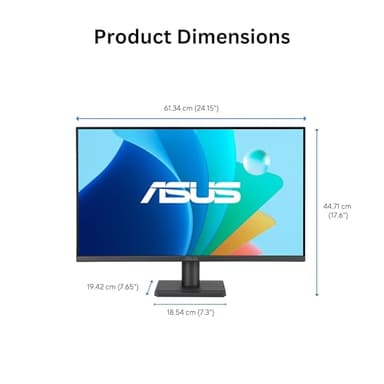 ASUS 27” Eye Care Monitor (VA279QG) – IPS, Full HD, 99% sRGB, Frameless, 120Hz, Adaptive-Sync, 1ms, Speakers, HDMI, DisplayPort, VGA, Low Blue Light, Flicker Free, Wall Mountable, 3 yr Warranty - Image 7