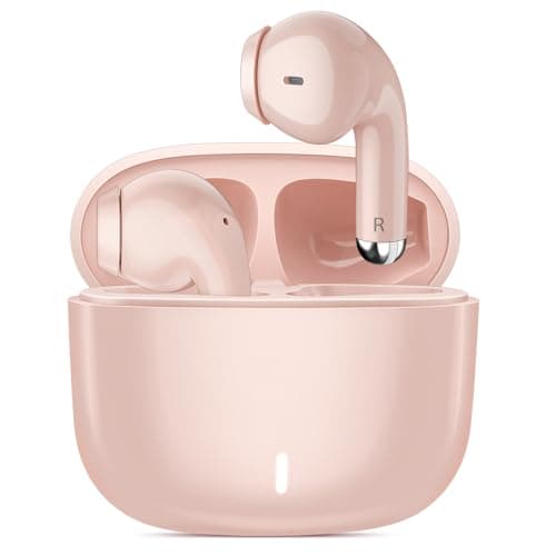 Wireless Earbuds for Samsung S25 S24 Ultra S23 Fe S22+ S21, 5.3 Bluetooth Earbuds Cordless Ear Buds with Mic Touch Stereo Wireless Headphone for iPhone 17 Air 16 15 Pro Max 14 Plus Pixel 10 XL, Pink - Image 1