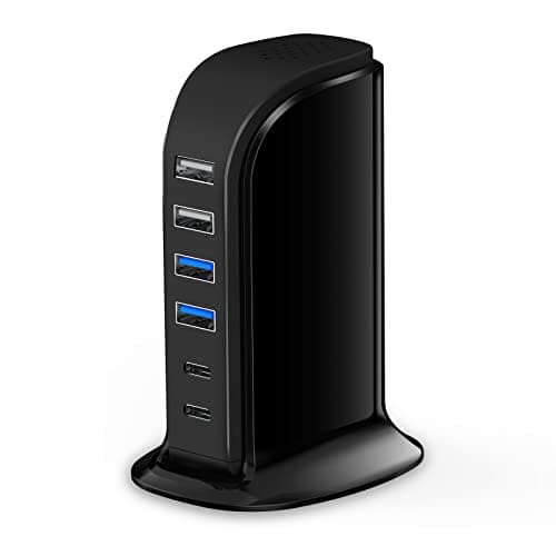 USB C Charger Block Upoy, Chargers for Multiple Devices Dual Type C 45W Total, 6 Ports USB Charging Station for iPhone, Ipad, Iwatch, Desk Accessories & Workspace Organizers - Image 1