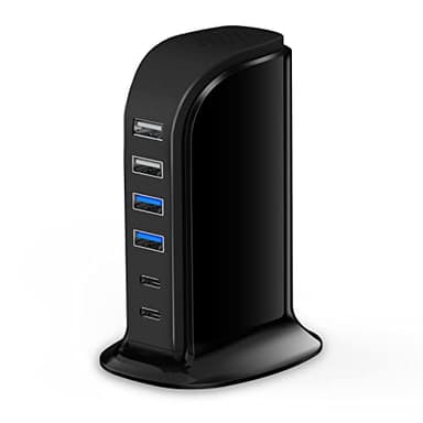USB C Charger Block Upoy, Chargers for Multiple Devices Dual Type C 45W Total, 6 Ports USB Charging Station for iPhone, Ipad, Iwatch, Desk Accessories & Workspace Organizers - Image 1