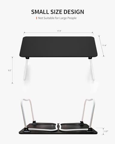 FISYOD Foldable Lap Desk, Laptop Bed Desk, Portable Bed Table, Laptop Stand for Bed & Couch, Lightweight & Mini - Black - Image 3
