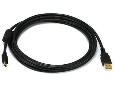 Monoprice USB 2.0 Type-A Male to Mini Type-B 5pin Male Cable - With Ferrite Core, Gold Plated, 28/24AWG, 15 Feet,Black - Image 3