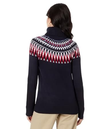 Tommy Hilfiger Chevron Fair Isle Turtleneck Sweater Sky Captain Multi SM (US 4-6) - Image 2