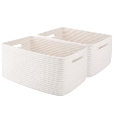 OIAHOMY Storage Basket for Shelves, Closet Cube Storage Bins Baskets for Clothes Blanket Towels, Baby Nursery, Toy Baskets Box, Woven Rope Basket, 15.75*11.81*7.09 IN, 2 Packs White - Image 1