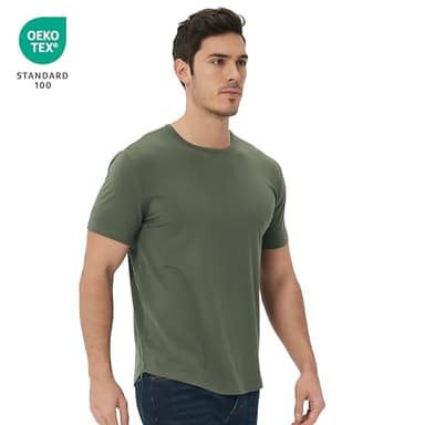 netdraw Men's Ultra-Soft Bamboo Viscose T-Shirt, Curved Hem Lightweight Cooling Cotton Blend Casual Tee, Olive Green, Large - Image 2