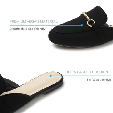 MUSSHOE Mules for Women Flats Comfortable Slip on Women Mules Backless Loafers,Black Suede 8.5 - Image 3