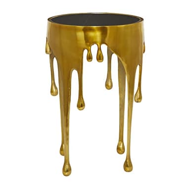 Deco 79 Aluminum Metal Abstract Melting Drip Accent Table with Melting Design and Shaded Glass Top, 16' x 16' x 25', Gold - Image 12