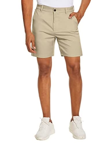 PULI Mens Golf Dress Shorts 7 Inch Inseam Business Casual Stretch Work Hiking Quick Dry Lightweight with Pockets Kahki 30 - Image 2