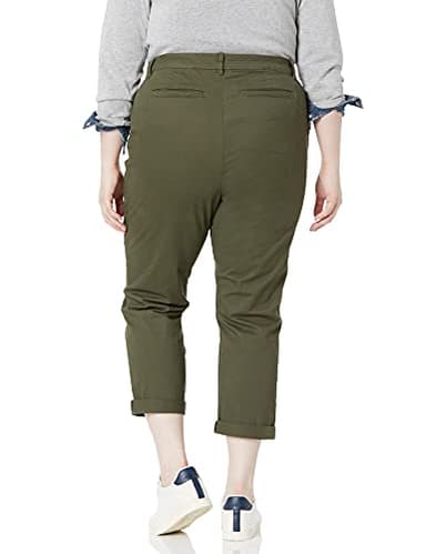 Amazon Essentials Women's Mid-Rise Slim-Fit Stretchy Cropped Tapered Leg Khaki Dress Pants (Available in Plus Size), Dark Olive, 18 - Image 6