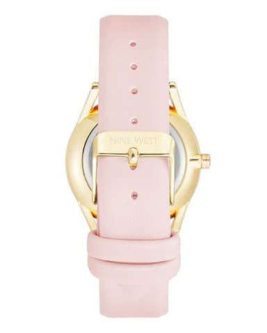 Nine West Women's NW/1994WTPK Gold-Tone and Pastel Pink Strap Watch - Image 3
