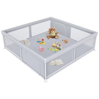 Extra Large Baby Playpen 79×79 Inch, Playpen with 2 Zipper Door for Babies and Toddlers, Play Pen Pin Indoor Outdoor Baby Play Fence - Image 1