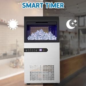 Ice Maker Machine Commercial 100Lbs/24H - Freestanding Ice Maker Under Counter Ice Machine Stainless Steel, 45 Ice Cubes/Cycle, 2 Ways Water Inlet, Large Storage Bin for Bar Home Office Restaurant - Image 7