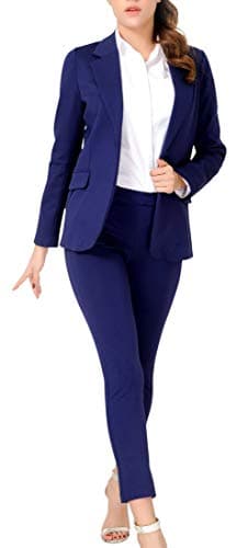 Marycrafts Women’s Two Piece Suits – Business Blazer Pant Suit Set for Work, Professional Outfit, Office Wear, Formal Business Attire 8 Navy - Image 1