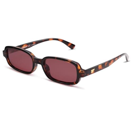 VANLINKER Retro Rectangle Polarized Sunglasses for Women Men Small 90s Style Vintage Trendy Narrow Rectangular Frame VL9813, Tortoise/Red - Image 1