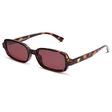 VANLINKER Retro Rectangle Polarized Sunglasses for Women Men Small 90s Style Vintage Trendy Narrow Rectangular Frame VL9813, Tortoise/Red - Image 1
