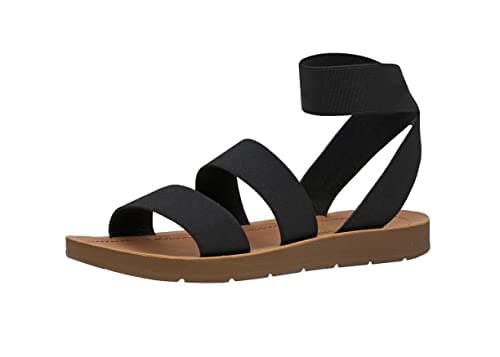 CUSHIONAIRE Indego Stretch Sandal – Lightweight Slip-On with Memory Foam & Soft Straps for All-Day Support | Casual or Dressy Summer Sandals for Women 2025, BLACK 8 - Image 1